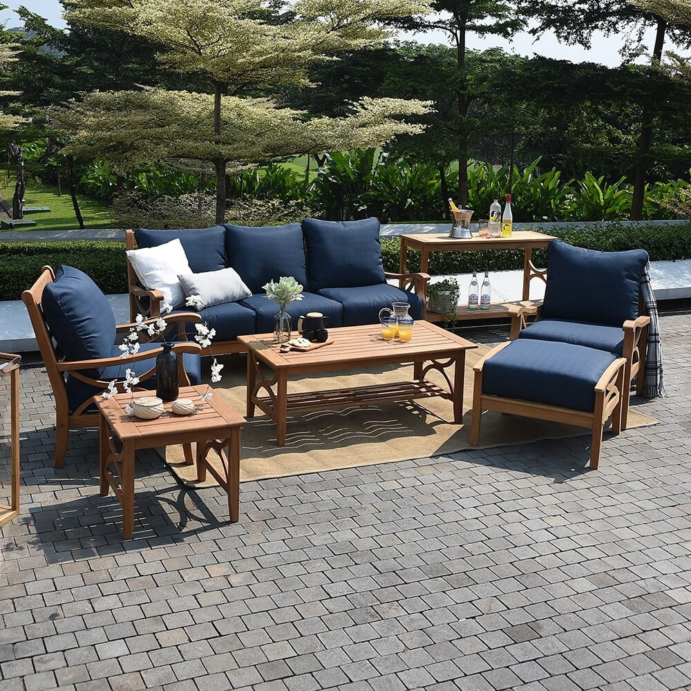 Cambridge Casual Lowell Teak Patio Side Table Weathered Gray