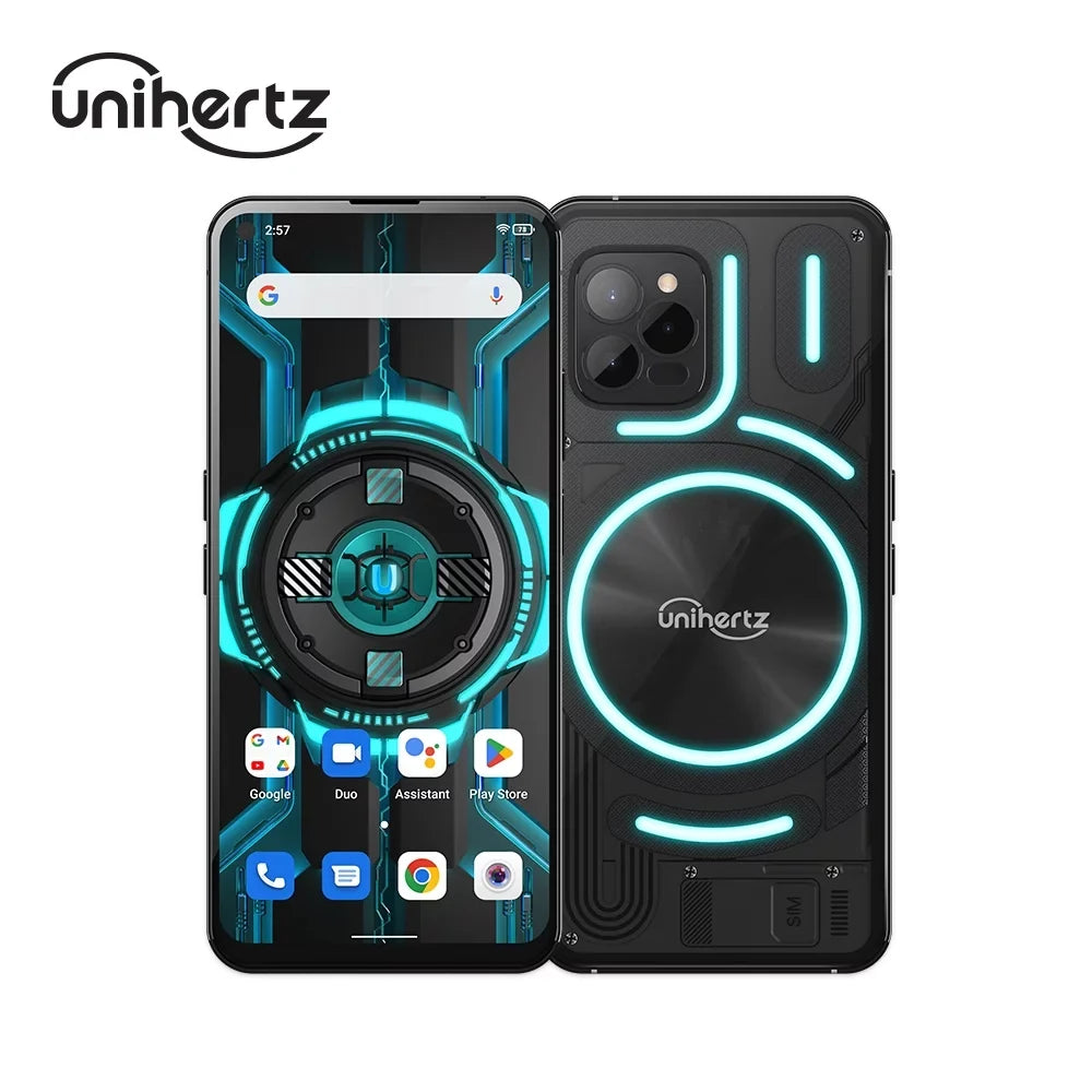 Unihertz Luna (Black) - Colorful LED Light, Android 12 4G Smartphone, 108MP Camera, 5000 mAh Battery and Fast Charging, NFC, Unlocked Smartphone with Industrial Transparent Back Arrangement
