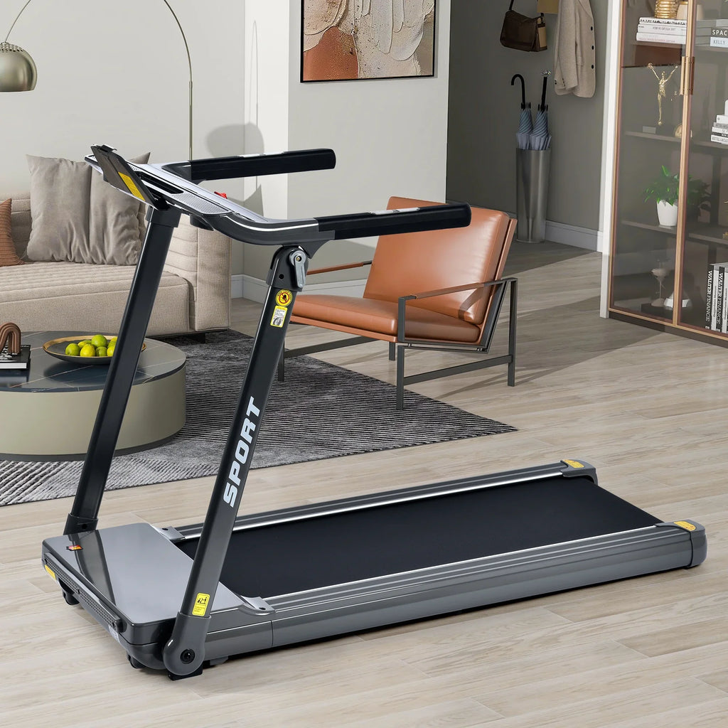 Dcenta Folding Electric 3.5HP Treadmill Medium Running Machine Motorised Gym 330lbs；Portable Compact Treadmill Foldable for Home Gym Fitness Workout Jogging Walking,Electric Motorized 14KM/H