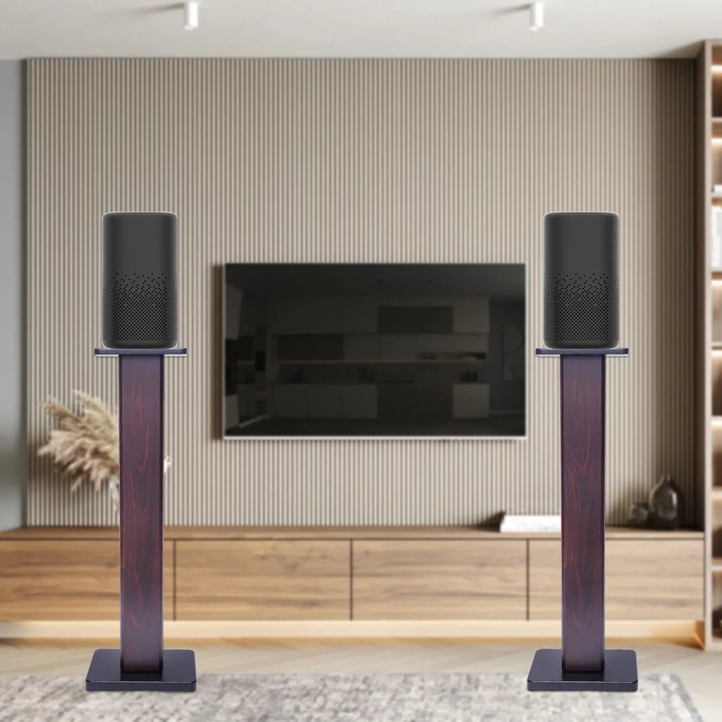 1 Pair Black Walnut Timber Speaker Stands for Surround Sound & Book Shelf Speakers 36"