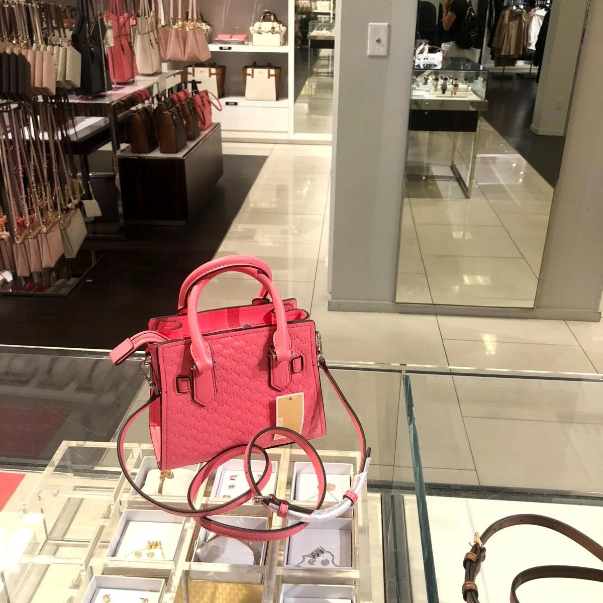 Michael Kors Hamilton XS MINI Satchel Shoulder Crossbody Bag PVC Vegan Tea Rose
