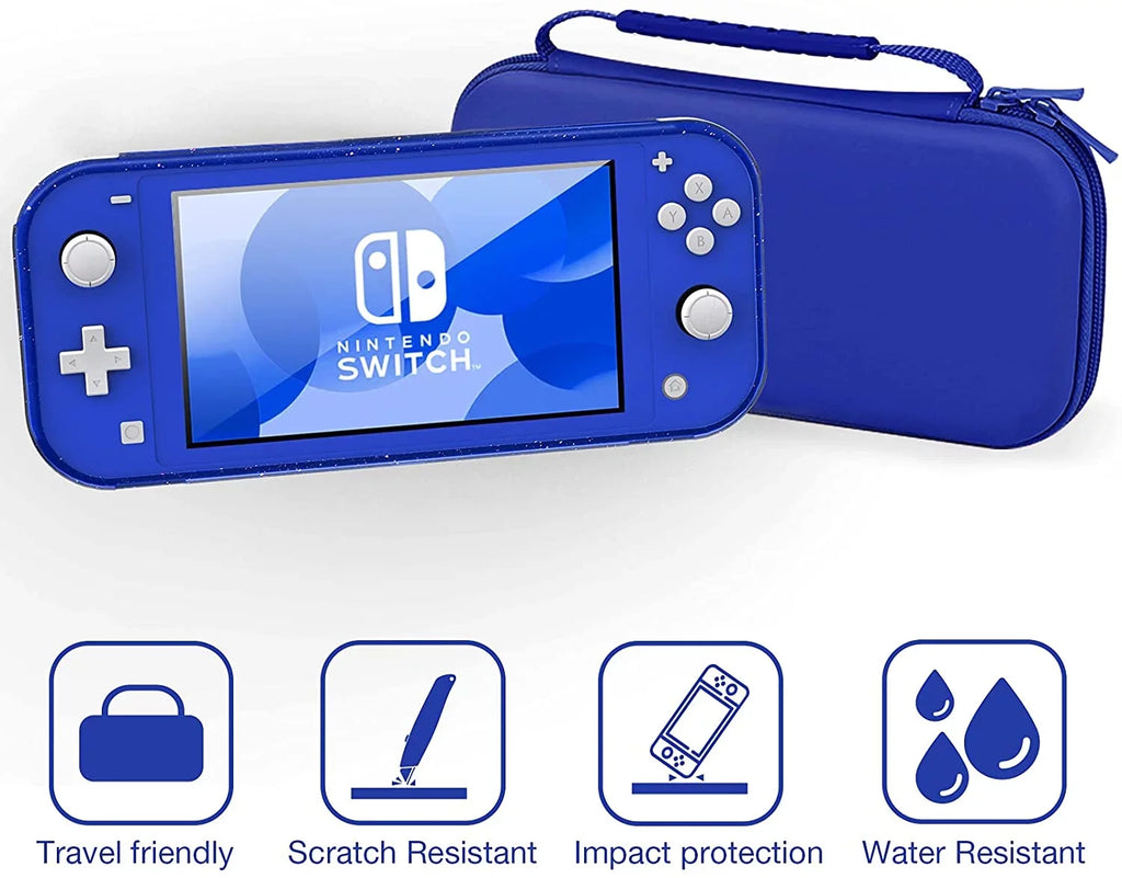 HEYSTOP Case for Nintendo Switch Lite,Protective Hard Portable Travel Carry Case for Nintendo Switch Lite Console and Accessories,Switch Lite Case with TPU Glitter Protective Case and Thumb Cap,Blue