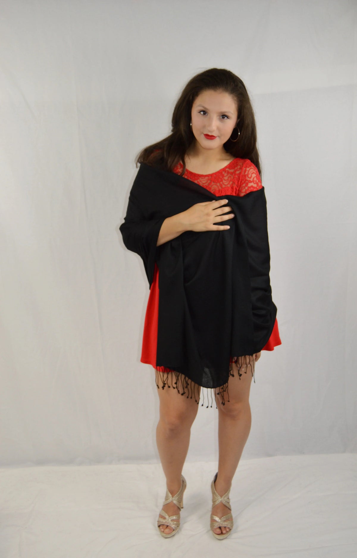 Fancy Shawl/Sheer Shawl/Summer Shawl/Water Pashmina Shawl/Light weight Shawl/Evening Shawl/Pashmina Shawl/Scarf/Scarves (Black Regular Shawl)
