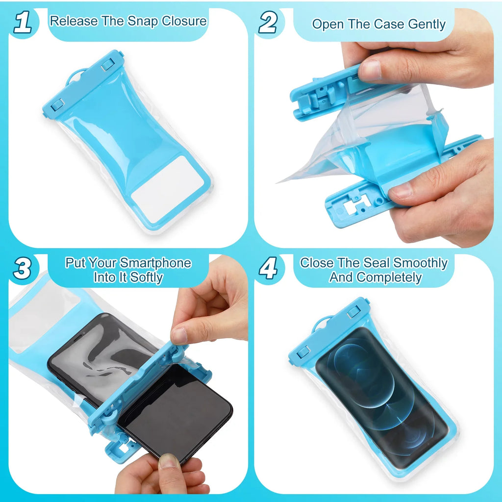Urbanx Universal Waterproof Phone Pouch Cellphone Dry Bag Case Arrangement For Sonim XP8 Perfect Fit for All Other Smartphones Up To 7" - 3 Cases - Mixed Colors
