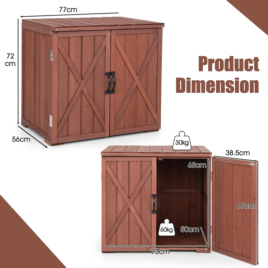 30" Outdoor Storage Box, Timber Storage Deck Box W/Spacious Inner Space & Countertop, Tool Storage Cabinet for Backyard Garden Porch, Easy Assembly, 30" x 22" x 28.5" (Brown)
