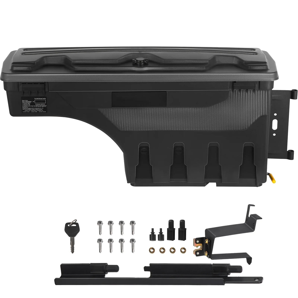 SKYSHALO Truck Bed Storage Box, Lockable Lid, 6.6 Gal/20 L Waterproof ABS Wheel Well Tool Box, Compatible with Chevrolet Silverado 1500 GMC Sierra 1500 2019-2021, Black, Passenger Side
