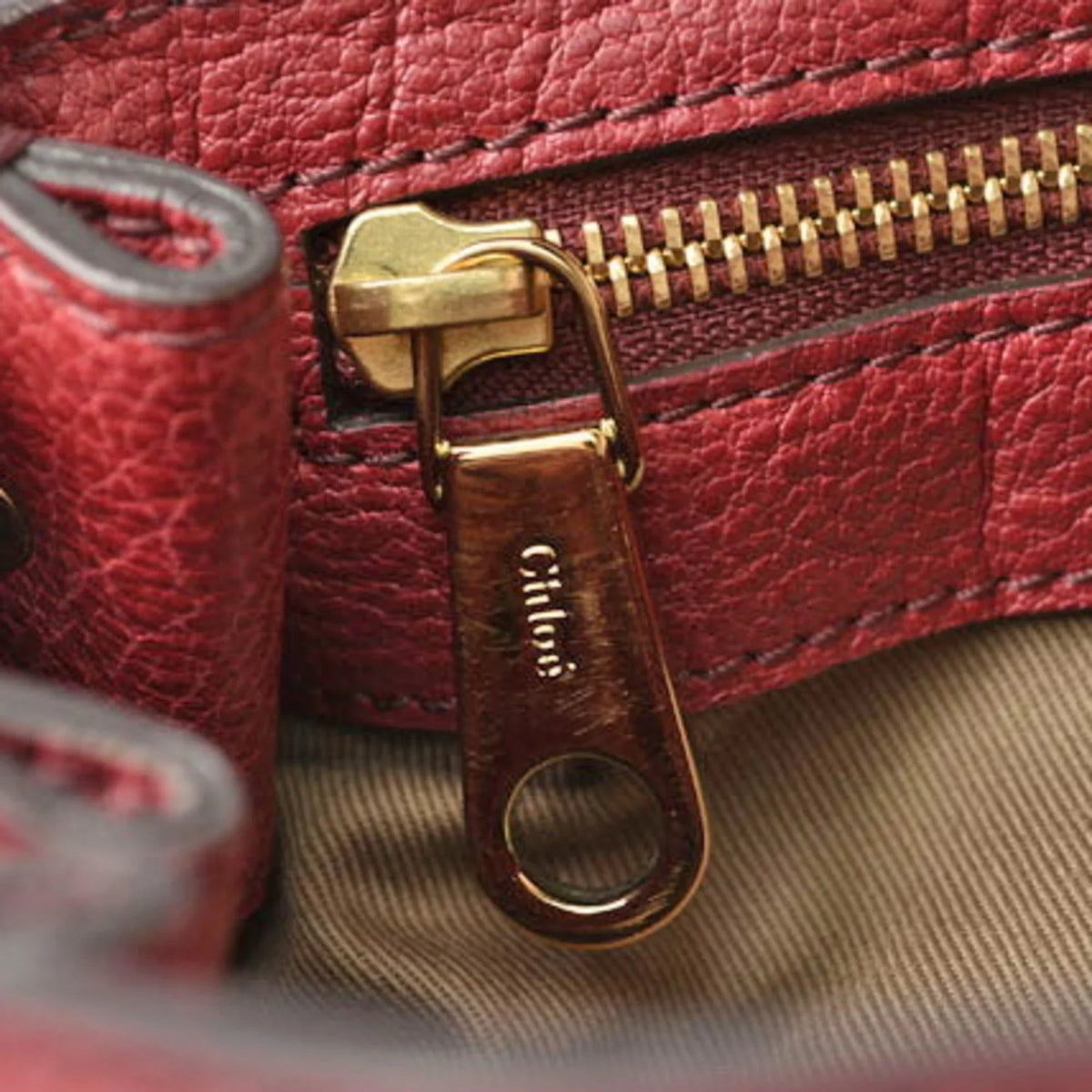 Pre-Owned Chloé Chloe handbag shoulder bag 2way ELISIE Elsie leather Bordeaux (Good)