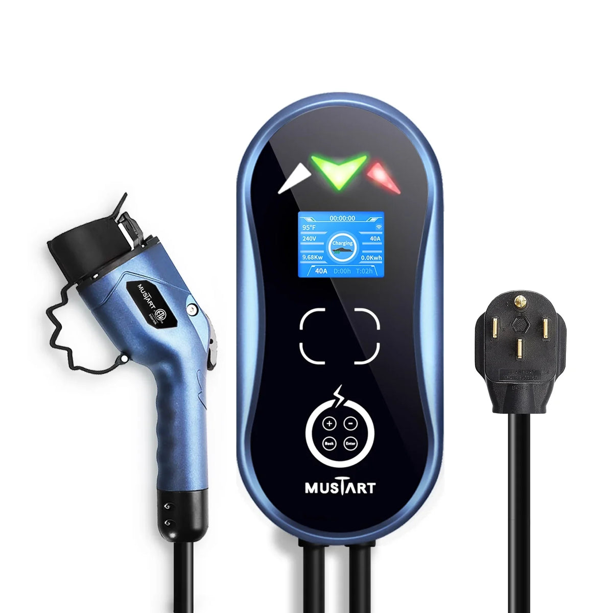 MUSTART Level 2 Wallbox EV Charging station - 240V, 40Amp, NEMA 14-50P, 25 ft charging cord, 3 yr product warranty