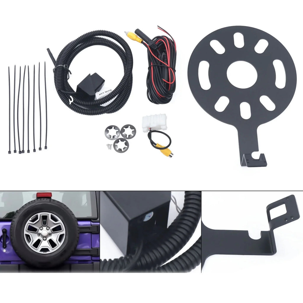 Backup Camera Mount for Jeep Wrangler JK 2007-17 Rear View Spare Tire Kits 170°