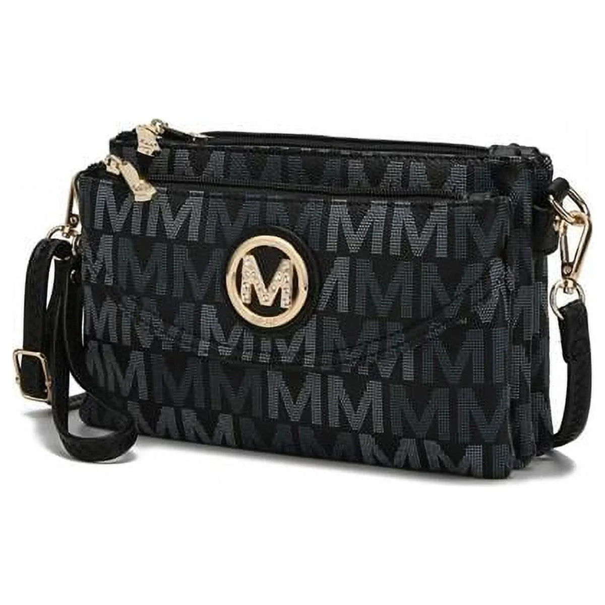 MKF Collection by Mia K. MKF-MU6363BK Ishani Five Compartments M Signature Crossbody Bag