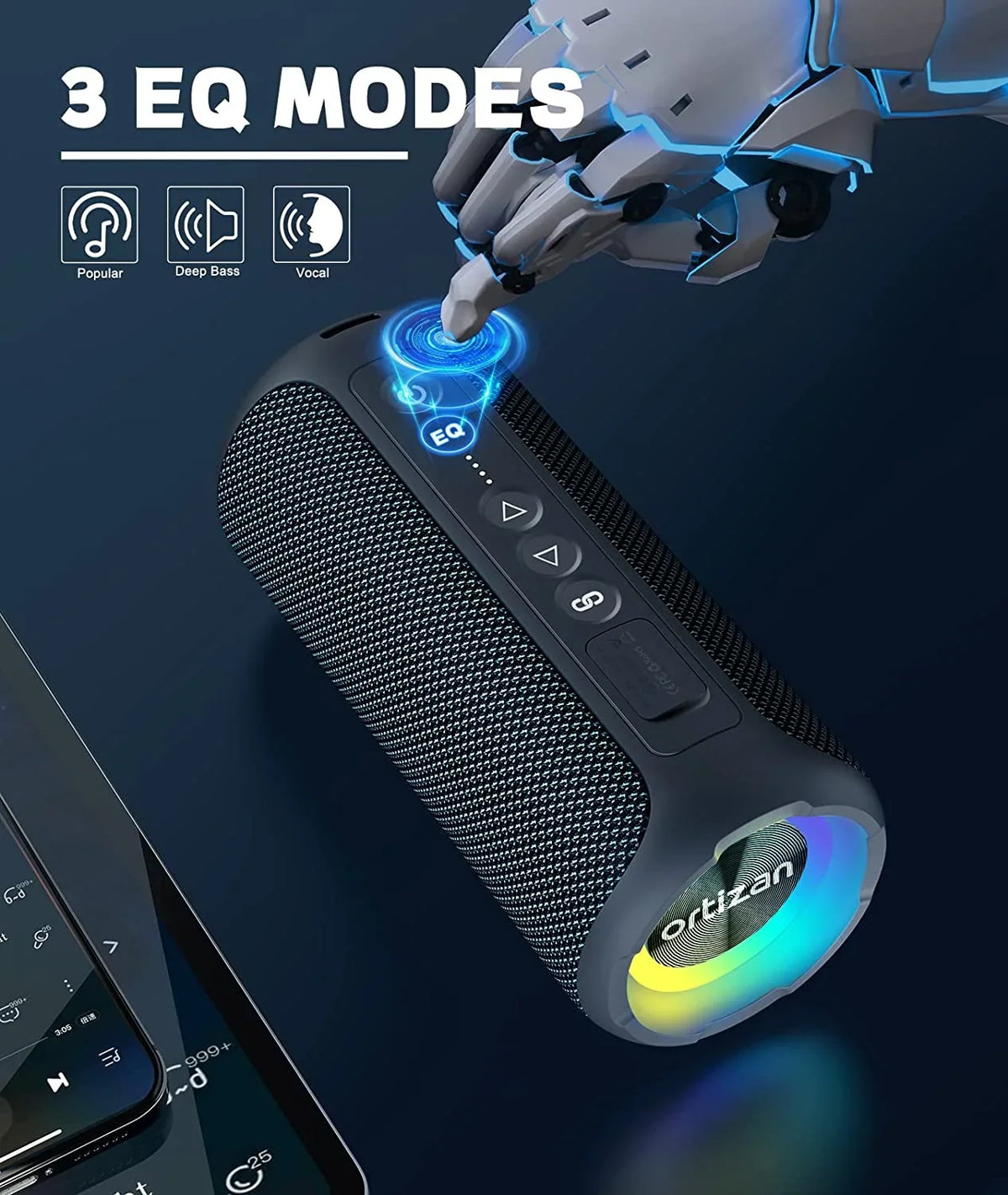Bluetooth Speakers, Ortizan 40W Loud Stereo Portable Speaker, IPX7 Waterproof Speakers with Deep