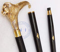 Victorian Premium Walking Cane Beautiful Plated Sturdy Brass Handle Walking Stick With Inlayed & Crutches Buffed Polished Canes for Men and Women (Lion)