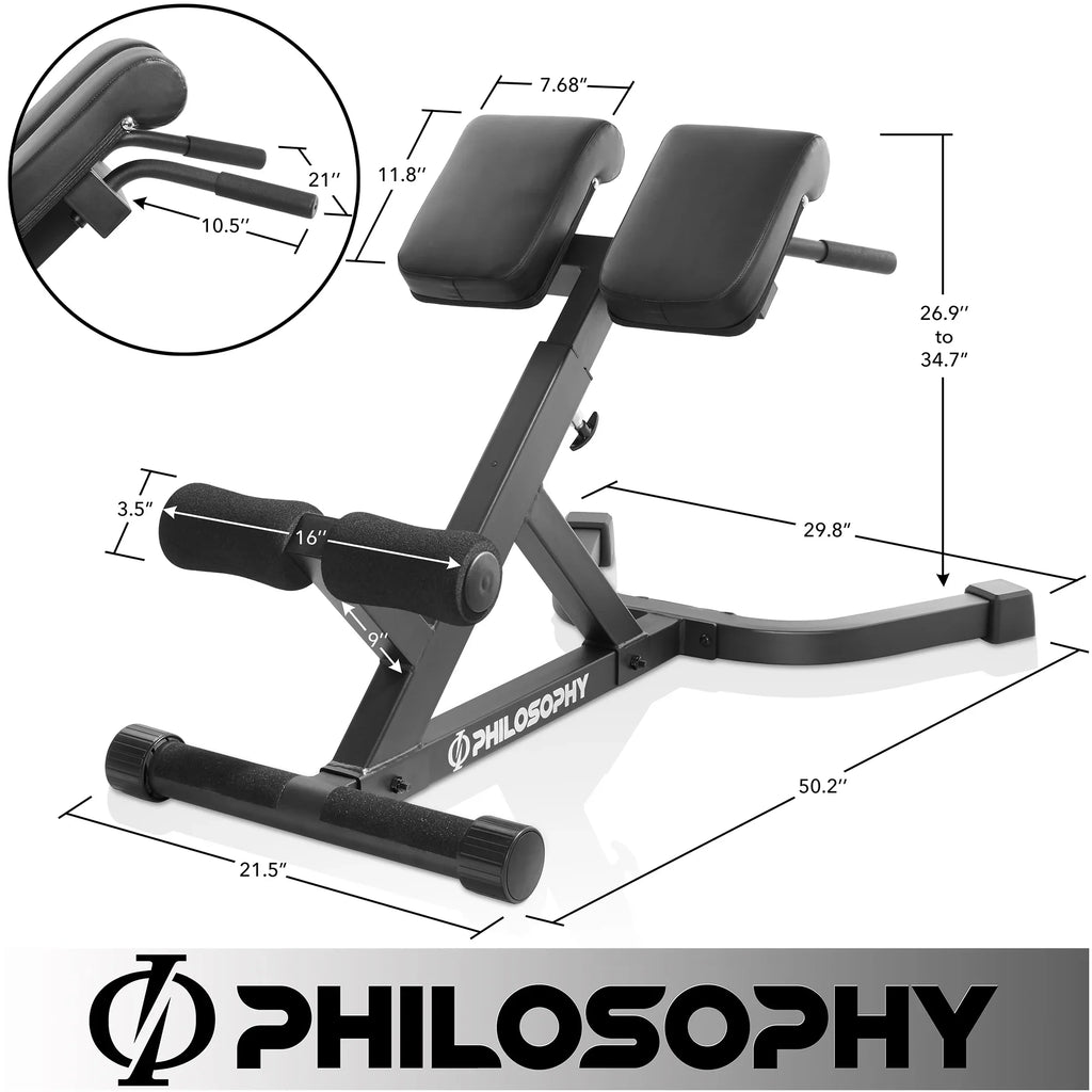 Philosophy Gym Hyper-Extension Roman Chair - Adjustable Lower Back Bench