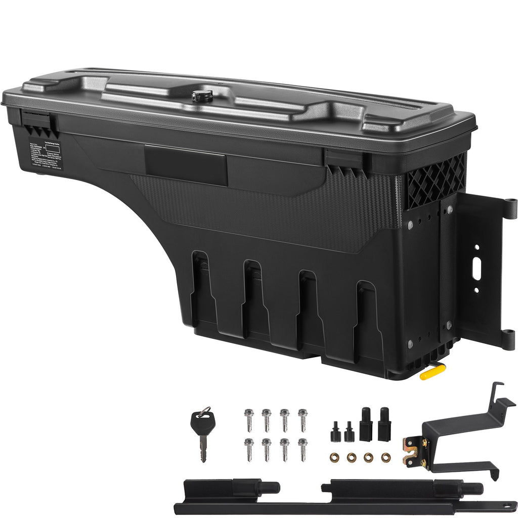 SKYSHALO Truck Bed Storage Box, Lockable Lid, 6.6 Gal/20 L Waterproof ABS Wheel Well Tool Box, Compatible with Chevrolet Silverado 1500 GMC Sierra 1500 2019-2021, Black, Passenger Side