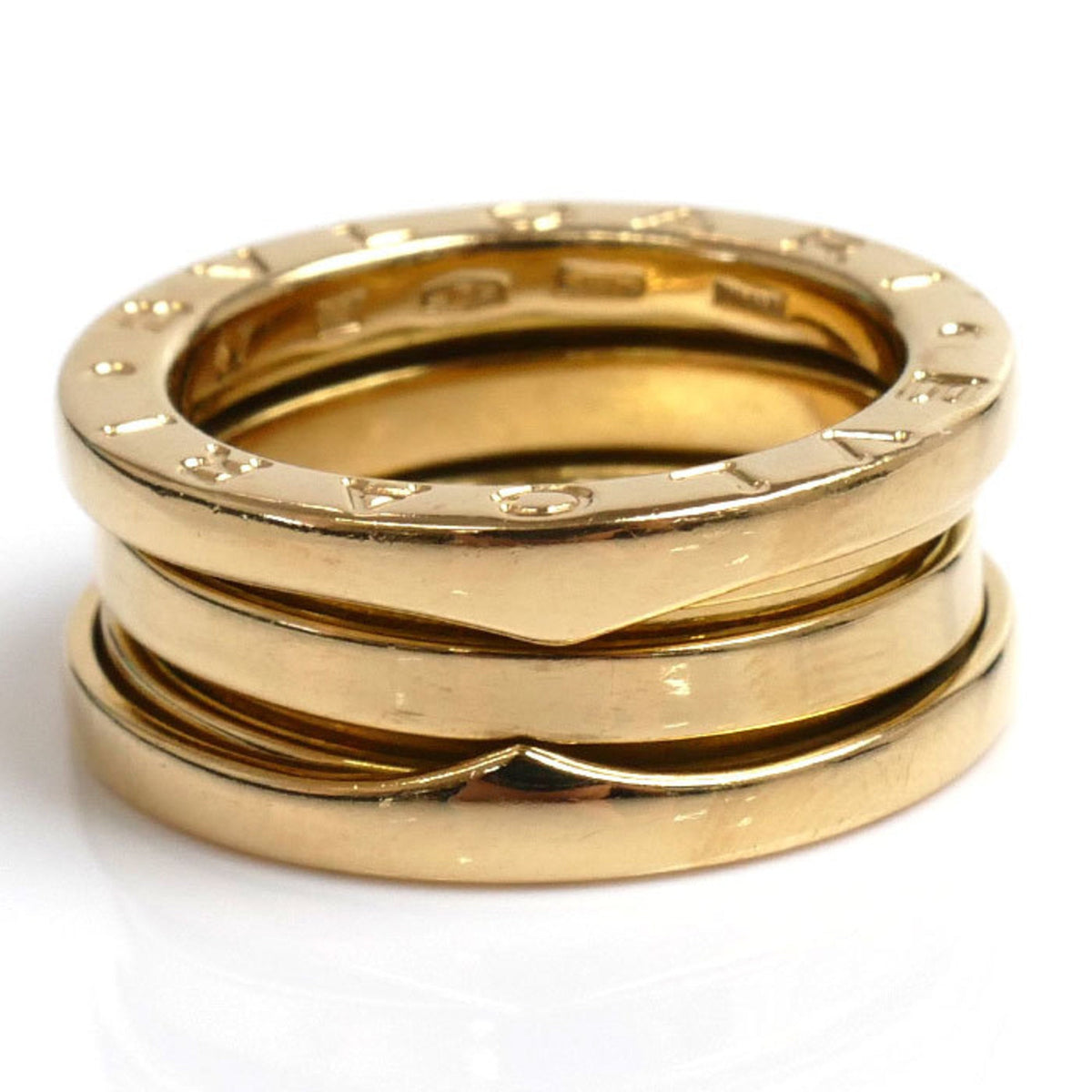 Pre-Owned BVLGARI Bvlgari K18YG Yellow Gold B-ZERO1 Three-Band Ring, Size 6.5, 47, 7.7g, Women's (Good)