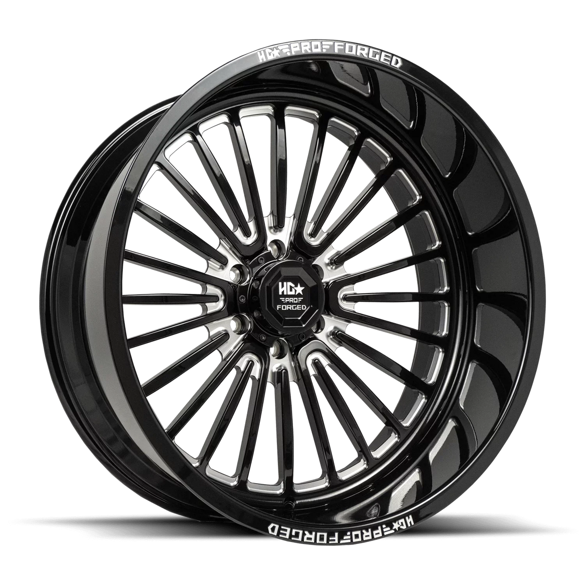 LUXXX HD FORGED LHD PRO 6 WARHOG 24X14 6X139.7 -76ET 125CB GLOSS BLACK MILLED WHEEL