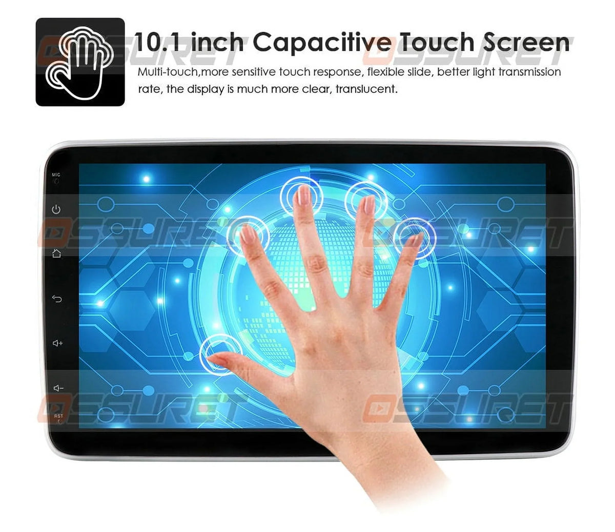 Hizpo Single 1 DIN Rotatable 10.1'' Android 10 Touch Screen With Apple Carplay& Android Auto Car Stereo Radio GPS Navigation Wifi Bluetooth