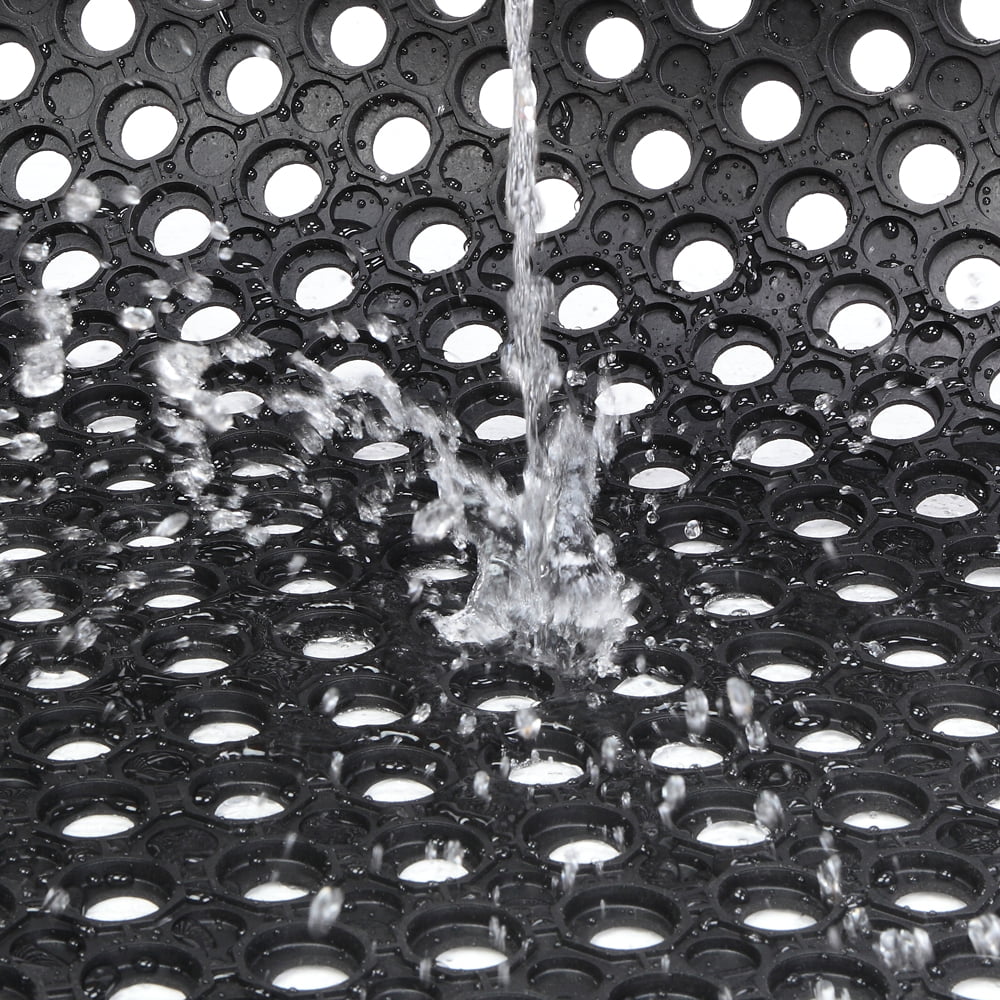 Heavy Duty Large Non-Slip Mat Bar Kitchen Industrial Multi-Functional Anti-Fatigue Drainage Rubber Non-Slip Hexagonal Mat Black 60*90cm