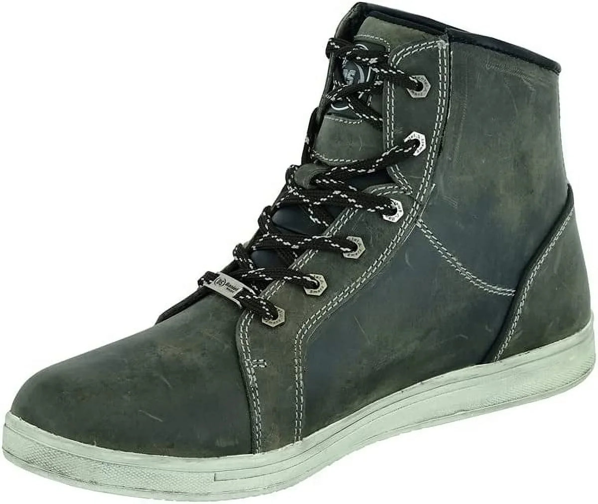 Daniel Smart Men’s Motorcycle Leather Shoes – Full Grain Waterproof Boots with Lace-up Closure & Lightweight Rubber Outsole