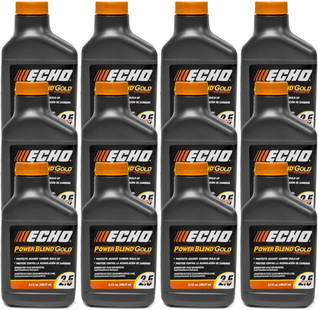 12 Pack of Echo PowerBlend Gold 2-Stroke Engine Oil 6.4 oz Bottle 50:1 Mix for 2.5 Gallons 6450025S-12PK