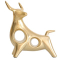 Qumonin Golden Feng Shui Bull Statue Ox Figure Chinese Zodiac Cow Table Decor