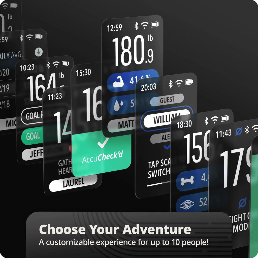 Greater Goods Verve Digital Smart Bathroom Scale, Bluetooth and WiFi Enabled Featuring AccuCheck and SwiftSync, 10 User Profiles with Free Tracking App