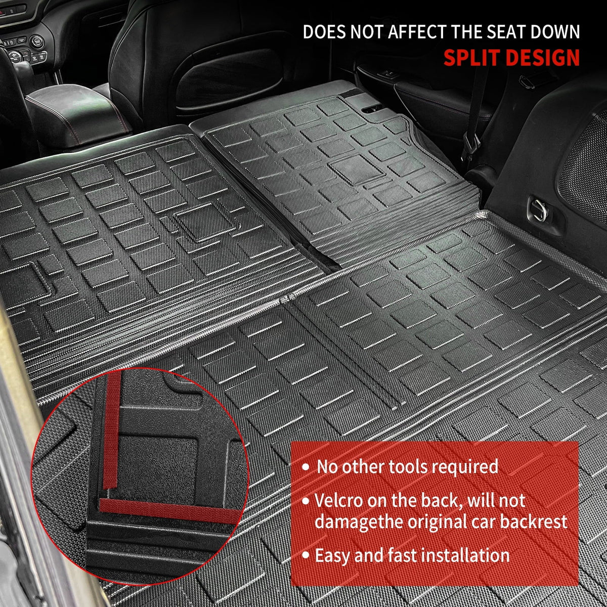 Floor Mats Compatible with 2019-2023 Jeep Cherokee Cargo Liner Trunk Mat TPE All Weather Back Seat Enclosure Protector 2022 Cherokee Accessories (Trunk Mat+Backrest Mats+Floor Mats)