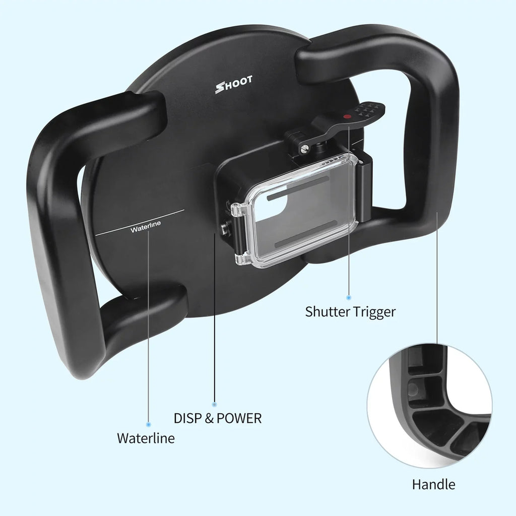 Waterproof Dome Port Case for 9 Black and 10 SHOOT XTGP559, Dual Handle, 45m Waterproof, 180° Wide Angle