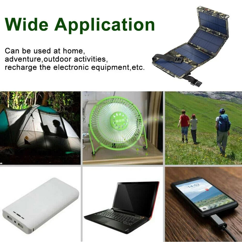 JahyElec New 80W USB Solar Panel Folding Power Bank Outdoor Camping Hiking Phone Charger