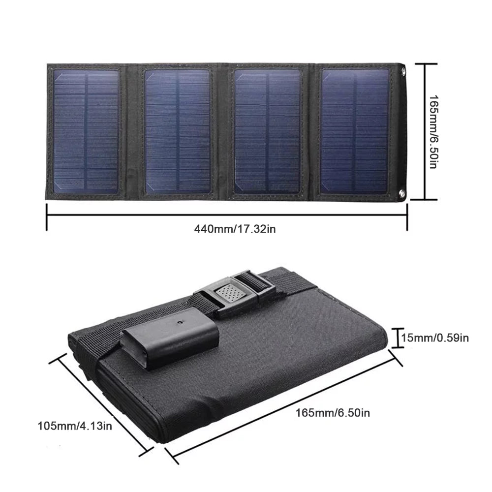 ammoon Portable Solar Panel , 20W Camping Hiking USB Solar Recharger for Mobilephone, Folding Removable Solar Panels
