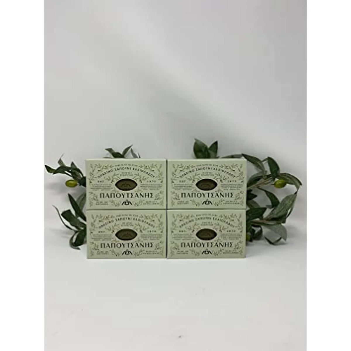 Papoutsanis Pure Greek Olive Oil Soap Of Bars, 8.8 oz, Pack Of 4 (250g)