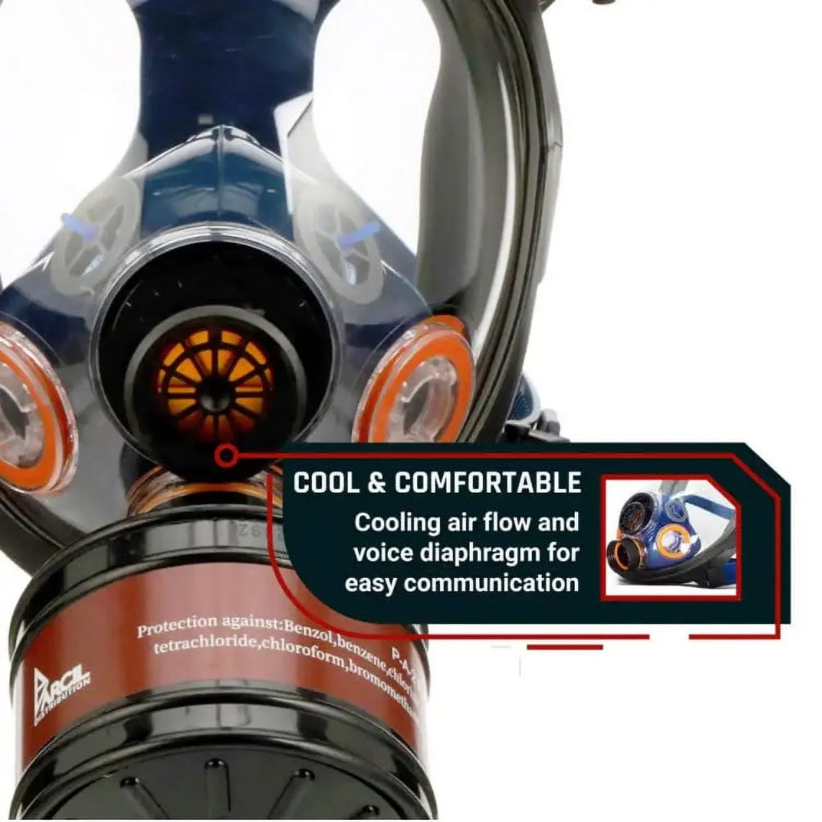 ST-100X Full Face Survival Respirator Gas Mask with Organic Vapor and Particulate Filtration