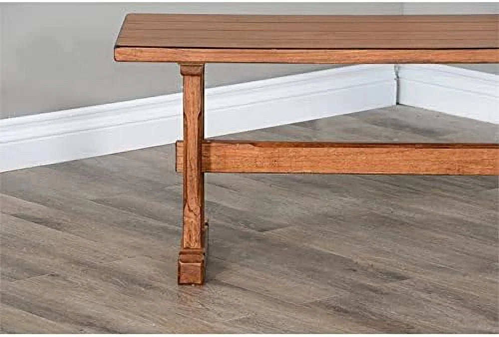 LLBIULife Sedona 18.5" Farmhouse Mindi Lumber Nook Side Bench in Rustic Oak