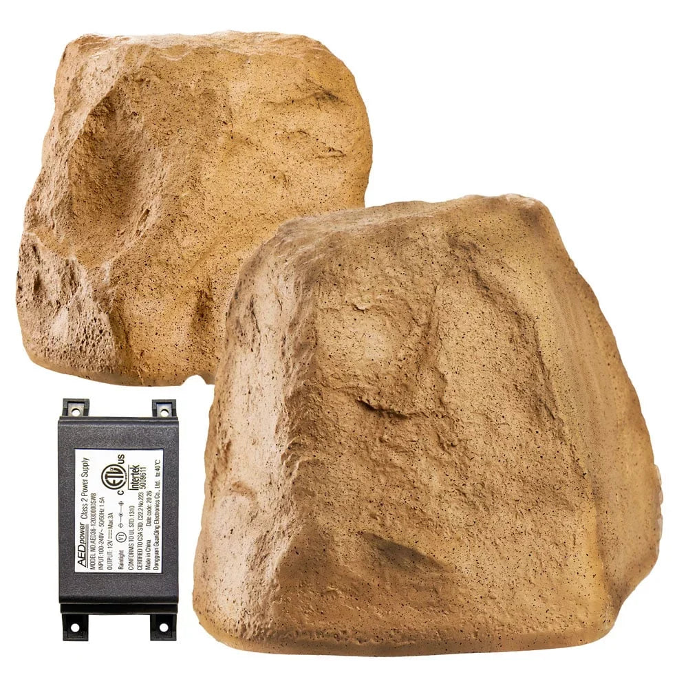 OSD Audio 5.25 inch 120W Bluetooth Outdoor Rock Speaker – Weather Resistant, Sandstone Canyon Brown