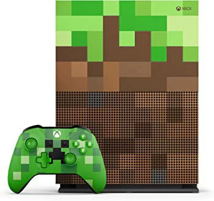 Pre-Owned Microsoft 23C-00001 Xbox One S Minecraft Limited Edition 1TB Gaming Console with 2 Controller Included BOLT AXTION Bundle (Refurbished: Like New)