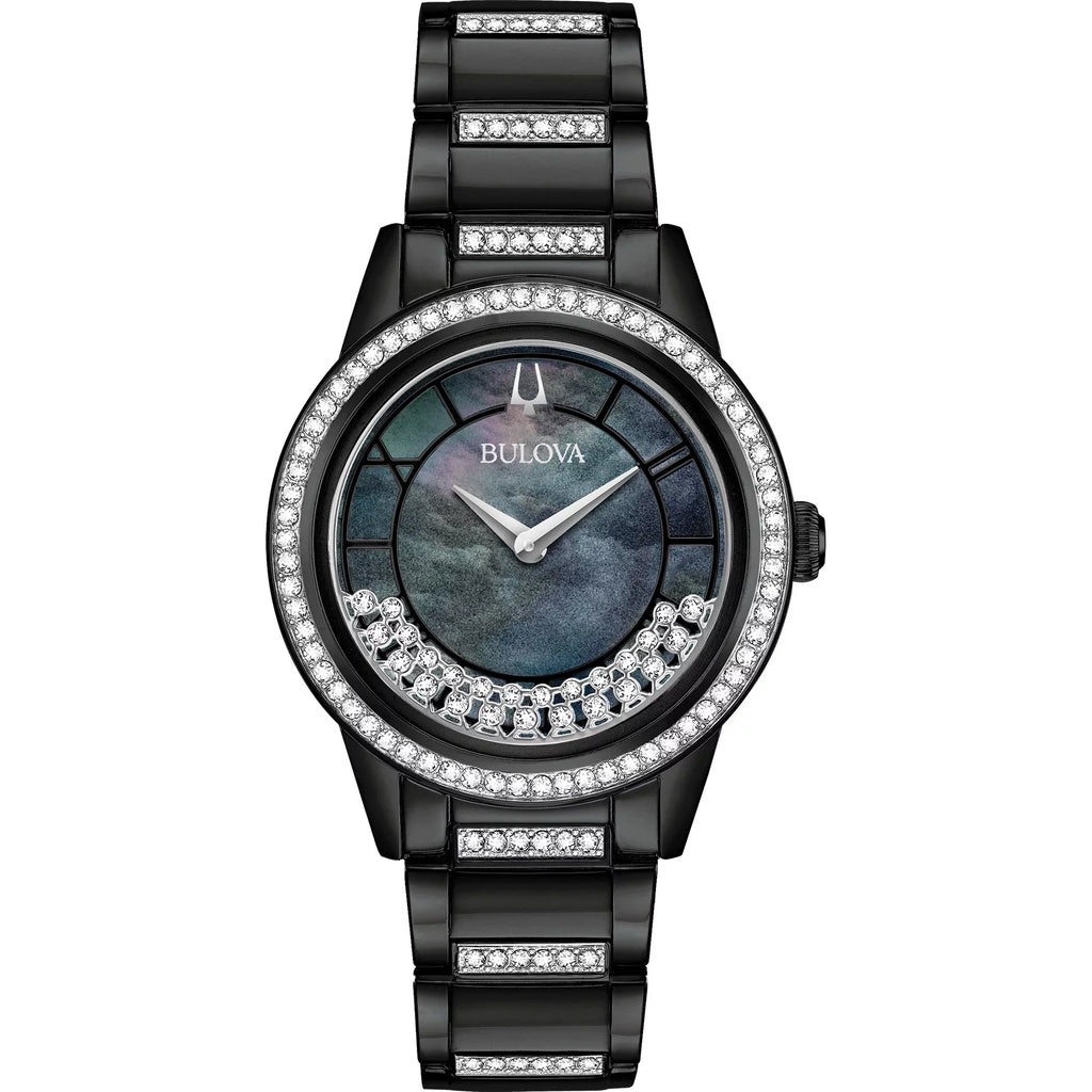 Bulova Women's Classic Crystal Black Stainless Steel Watch 98L252