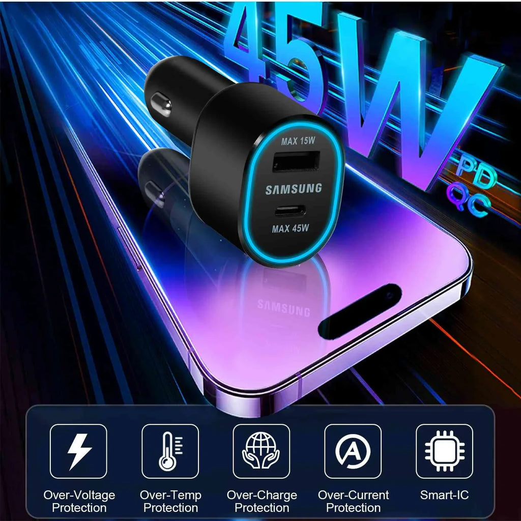 Super Fast Dual Car Charger Usb (45W+15W) Two Ports EP-L5300 Black for Lenovo Legion Y700