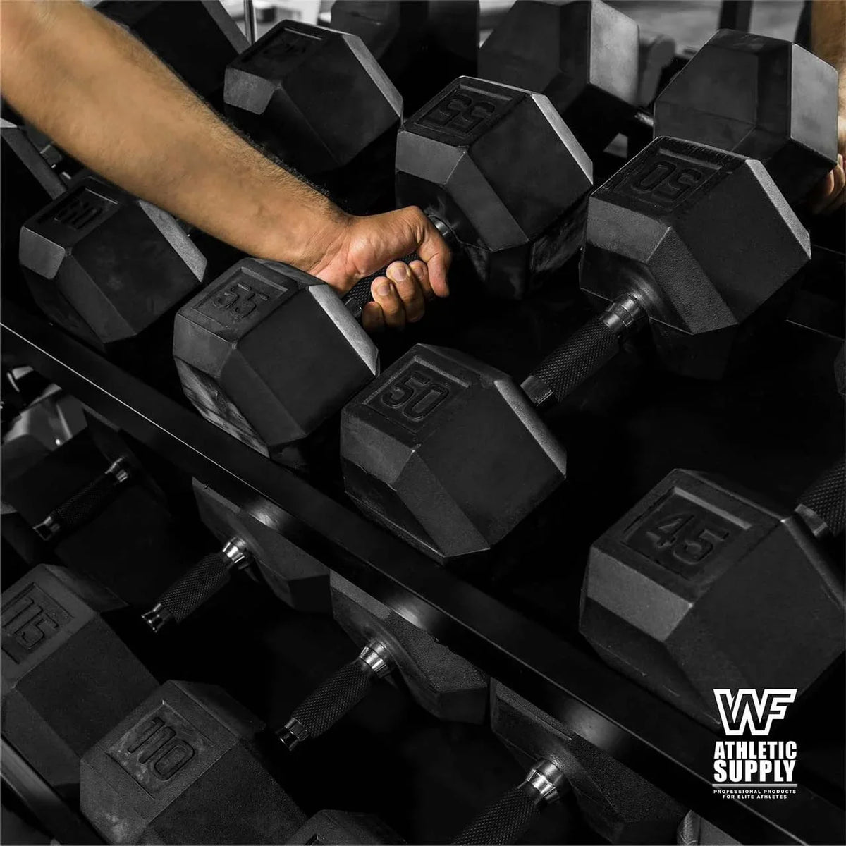 Rubber Encased Hex Dumbbells With Rubber Grip Contoured Handle For Muscle Toning, Strength Building & Full Body Workout