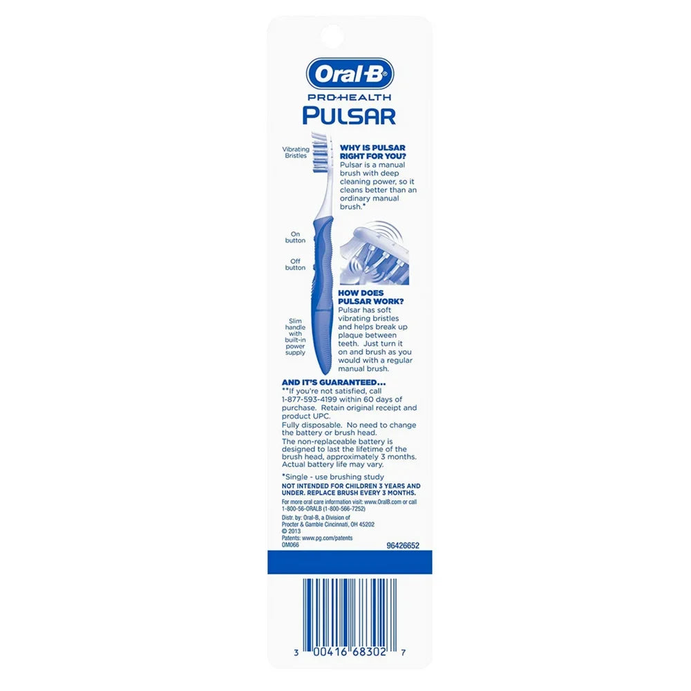 Oral-B Pro-Health Pulsar Medium Toothbrushes, Value Pack, Colors May Vary, 2 ea (Pack of 2)