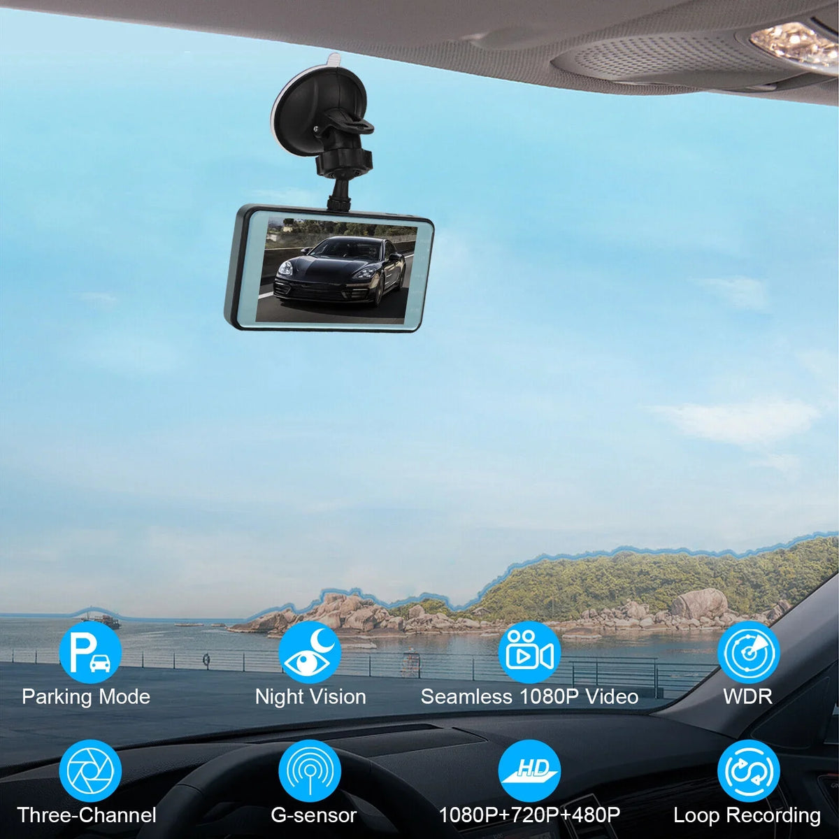 HD 1080P 2 Lens Car DVR Dash Cam Front Rear View Camera Video Recorder G-Sensor