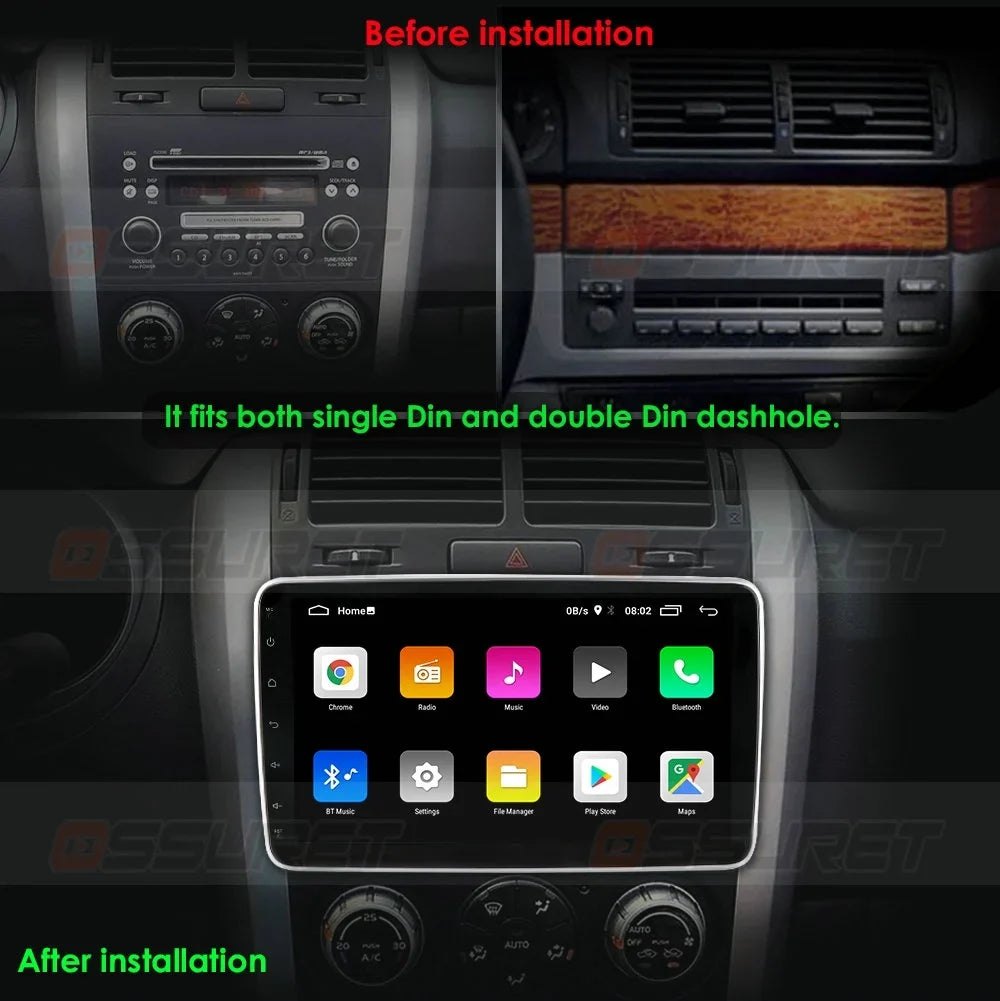 Hizpo Single 1 DIN Rotatable 10.1'' Android 10 Touch Screen With Apple Carplay& Android Auto Car Stereo Radio GPS Navigation Wifi Bluetooth