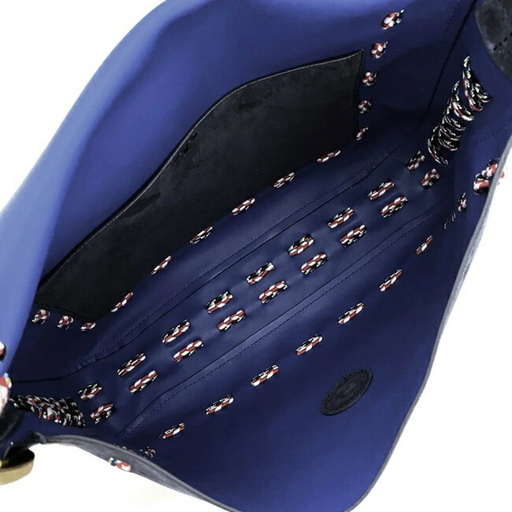 Pre-Owned Tory Burch One Shoulder Bag Navy Multicolor 10005608 01-17 Flap Leather Suede TORY BURCH Ladies (Good)