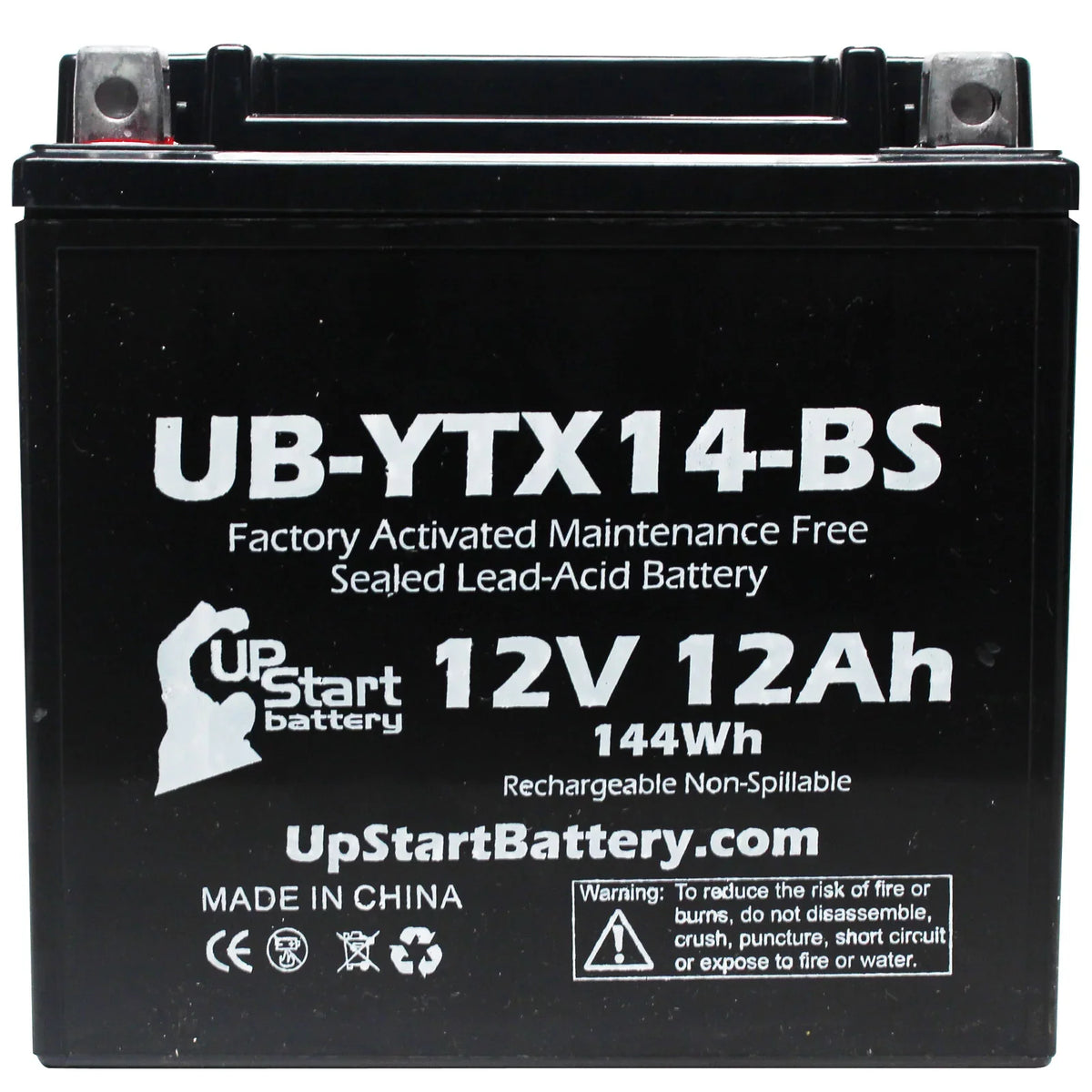 5-Pack UpStart Battery Replacement for 2010 BMW F800ST, GS 800 CC Factory Activated, Maintenance Free, Motorcycle Battery - 12V, 12AH, UB-YTX14-BS