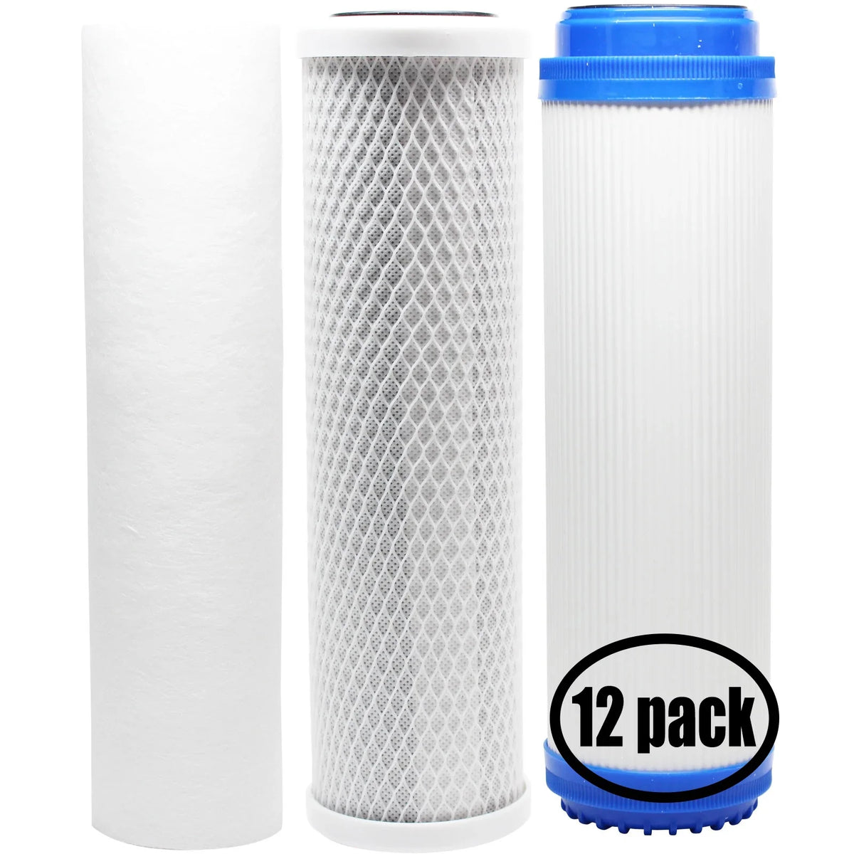 12-Pack Replacement for Filter Kit for Pentek 158006 RO System - Includes Carbon Block Filter, PP Sediment Filter & GAC Filter - Denali Pure Brand
