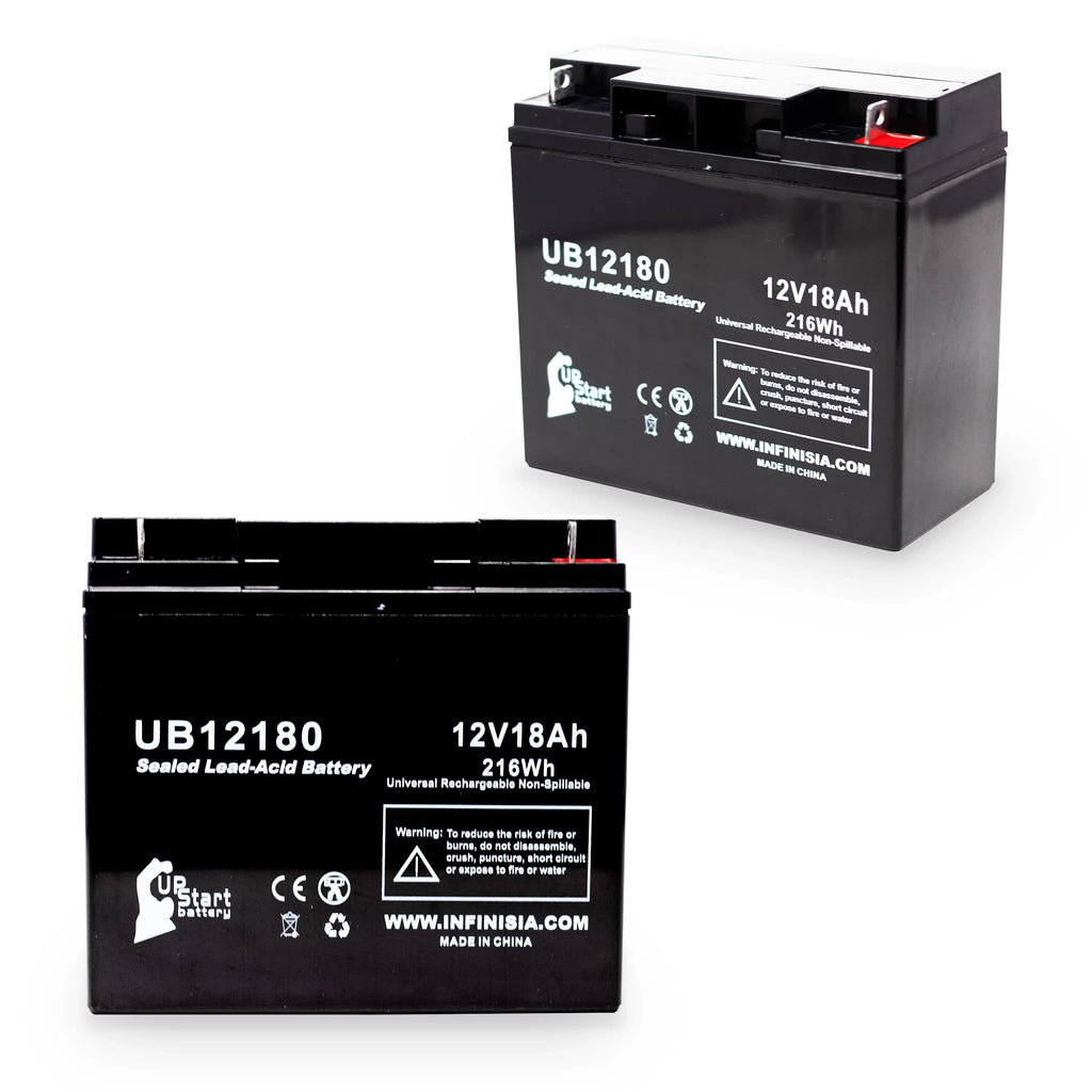2x Pack - Compatible GS / Portalac PX12180 Battery - Replacement UB12180 Universal Sealed Lead Acid Battery (12V, 18Ah, 18000mAh, T4 Terminal, AGM, SLA)