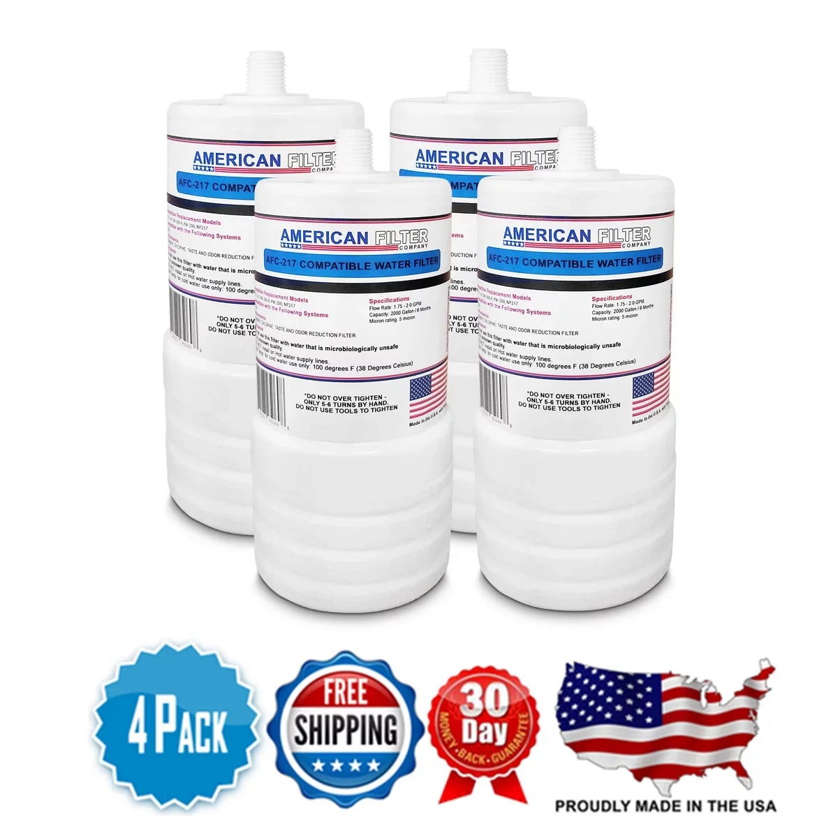 AFC Brand , Water Filter Cartridge , Model # AFC-APH-217 , Compatible with 3M® CFS217-H - 4 Pack - Made in U.S.A.