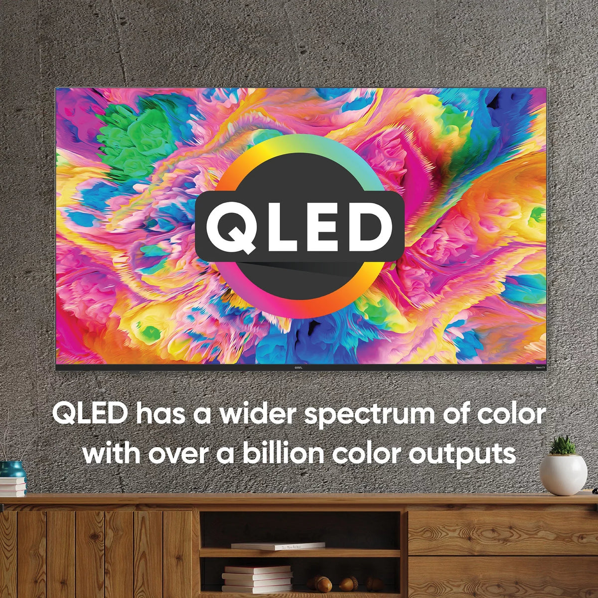 onn. 55” QLED 4K UHD (2160p) Roku Smart TV with Dolby Atmos, Dolby Vision, Local Dimming, 120hz Effective Refresh Rate, and HDR (100071701)