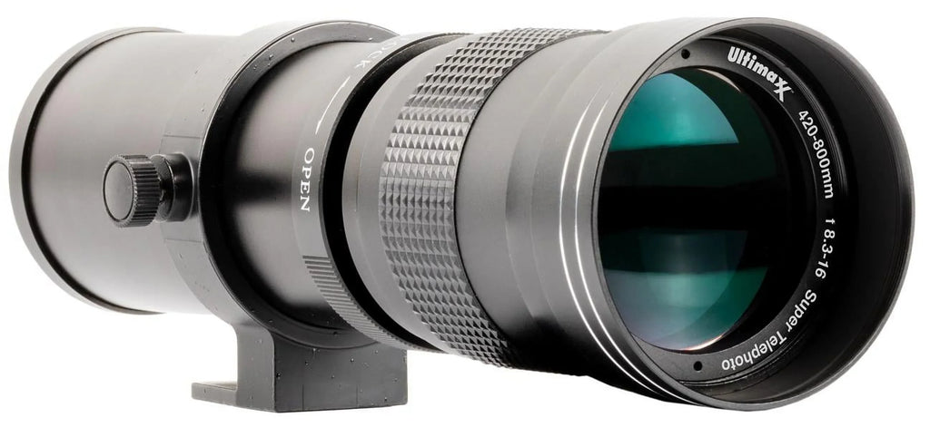 Ultimaxx 420-800mm f/8.3-16 Super HD Manual Telephoto Zoom T-Mount Lens Kit for Nikon F-Mount D6, D5, D4, D850, D810, D800, D780, D750, D610, D600, D7500, D7200, D5600, D5500, D5300, D3500 and D3400 D