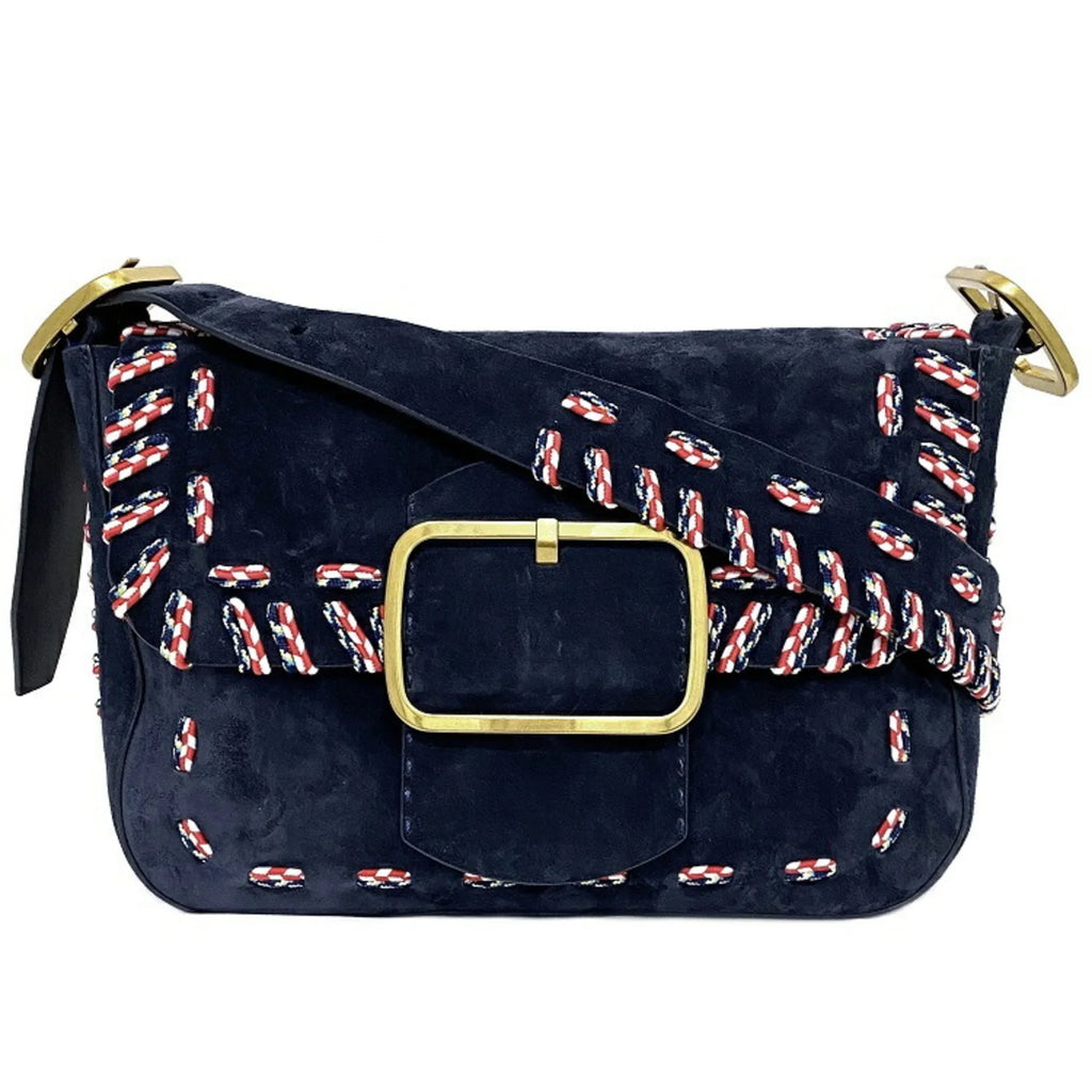 Pre-Owned Tory Burch One Shoulder Bag Navy Multicolor 10005608 01-17 Flap Leather Suede TORY BURCH Ladies (Good)