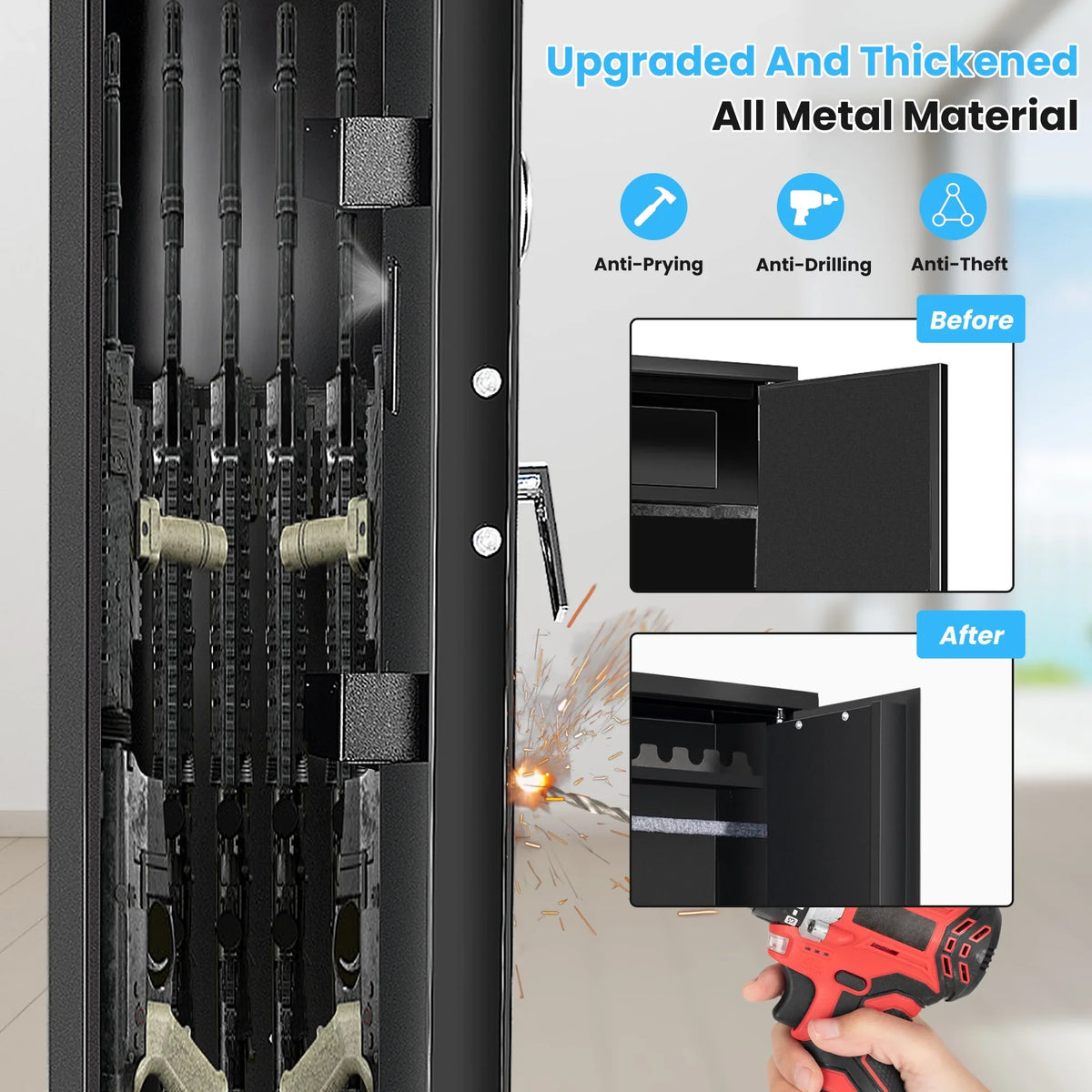 SULIVES 5-7 Gun Safes: Rifle, Shotgun Security with Password Lock, Quick Access Cabinet, Removable Shelf, Thickened Arrangement and Bullet Rack